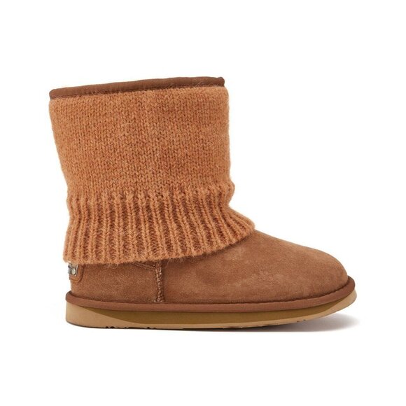 Australia Luxe Boots Women 9 Chestnut Fame Short Suede Brown Knit New - Picture 5 of 7